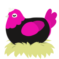 A sable and fuchsia chicken with a head pattern