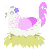 A white and lavender chicken with a half-lace pattern
