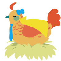 Athena Cykes, a honey and vermilion chicken with a half-lace pattern