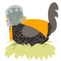 Klaz - The Enigma, a sable and grey chicken with a double-lace pattern