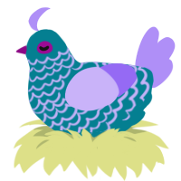 Blooberry, a sea and lilac chicken with a lace pattern