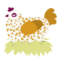 Cheesecake, a white and ochre chicken with a speckle pattern