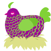 Toxic, a plum and grass chicken with a lace pattern