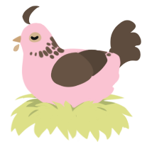 Neo, a rose and bark chicken with a neck-speckle pattern