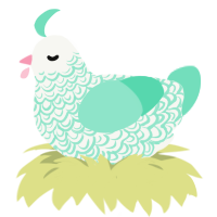 A white and mint chicken with a double-lace pattern