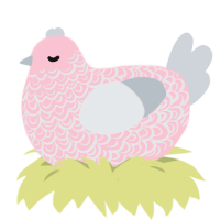 Rosé, a rose and mist chicken with a double-lace pattern