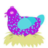 Galaxy Smoothie, a amethyst and aqua chicken with a speckle pattern