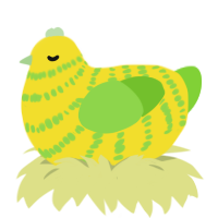 sweet corn o mine, a yellow and grass chicken with a bar pattern