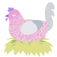 Majesty, a pink and mist chicken with a double-lace pattern