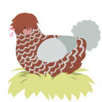Gingerbread House, a russet and silver chicken with a lace pattern