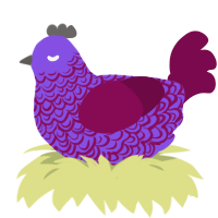 A blurple and wine chicken with a double-lace pattern