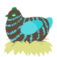 Dark Chocolate Mint, a bark and aqua chicken with a bar pattern
