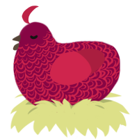 Red Wine Supernova, a maroon and crimson chicken with a double-lace pattern