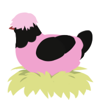 (unnamed), a pink and black chicken with a head pattern