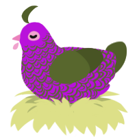 Exotic, a amethyst and olive chicken with a double-lace pattern