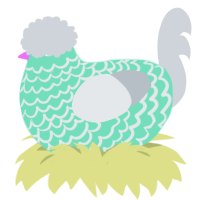 A mint and mist chicken with a lace pattern