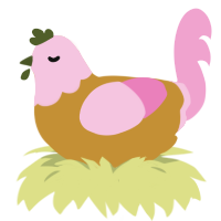 Pink Wattle Bush, a gold and pink chicken with a head pattern