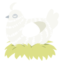 Quartz, a white chicken with a bar pattern