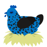 (unnamed), a sapphire and sable chicken with a speckle pattern