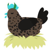Burnt Nugget, a bark and sable chicken with a speckle pattern
