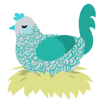 A mist and turquoise chicken with a double-lace pattern