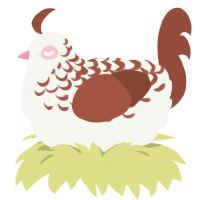 A white and russet chicken with a half-lace pattern