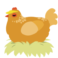Clarke, a orange and honey chicken with a neck-speckle pattern