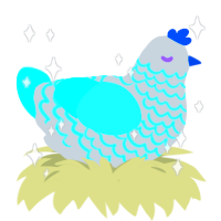 Frostguard, a mist and aqua chicken with a lace pattern