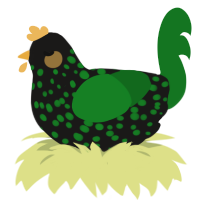 glunt, a sable and leaf chicken with a speckle pattern