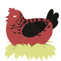 Asmodeus WIP, a red and sable chicken with a half-lace pattern