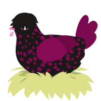 A sable and wine chicken with a speckle pattern