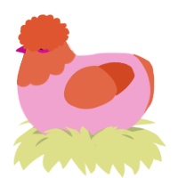 A pink and vermilion chicken with a head pattern