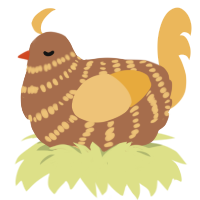 Fries, a brown and honey chicken with a bar pattern