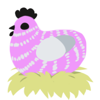 (unnamed), a lavender and mist chicken with a bar pattern