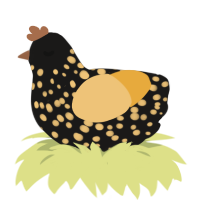 A sable and honey chicken with a speckle pattern