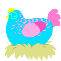 (unnamed), a cerulean and pink chicken with a half-lace pattern