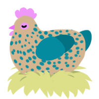 A beige and sea chicken with a speckle pattern