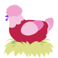 A crimson and pink chicken with a head pattern