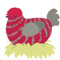 Aorta, a crimson and ash chicken with a bar pattern