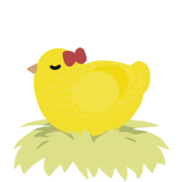 Squeaker Duck, a yellow chicken with a half-lace pattern