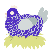 Trayl With Lace, a indigo and silver chicken with a lace pattern