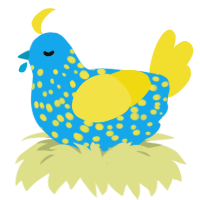 Futurefunk, a sky and yellow chicken with a speckle pattern