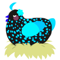 A sable and cerulean chicken with a speckle pattern
