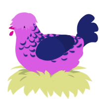 A orchid and navy chicken with a half-lace pattern