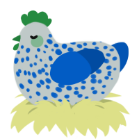 A silver and ultramarine chicken with a speckle pattern