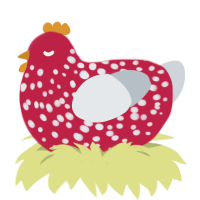 Seventeen, a crimson and mist chicken with a speckle pattern