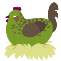A chartreuse and bark chicken with a half-lace pattern