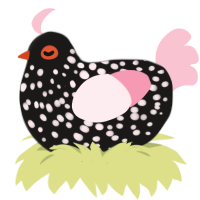 A sable and rose chicken with a speckle pattern