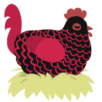 Luo Chickhe, a black and crimson chicken with a lace pattern