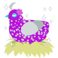 Polka, a amethyst and silver chicken with a speckle pattern